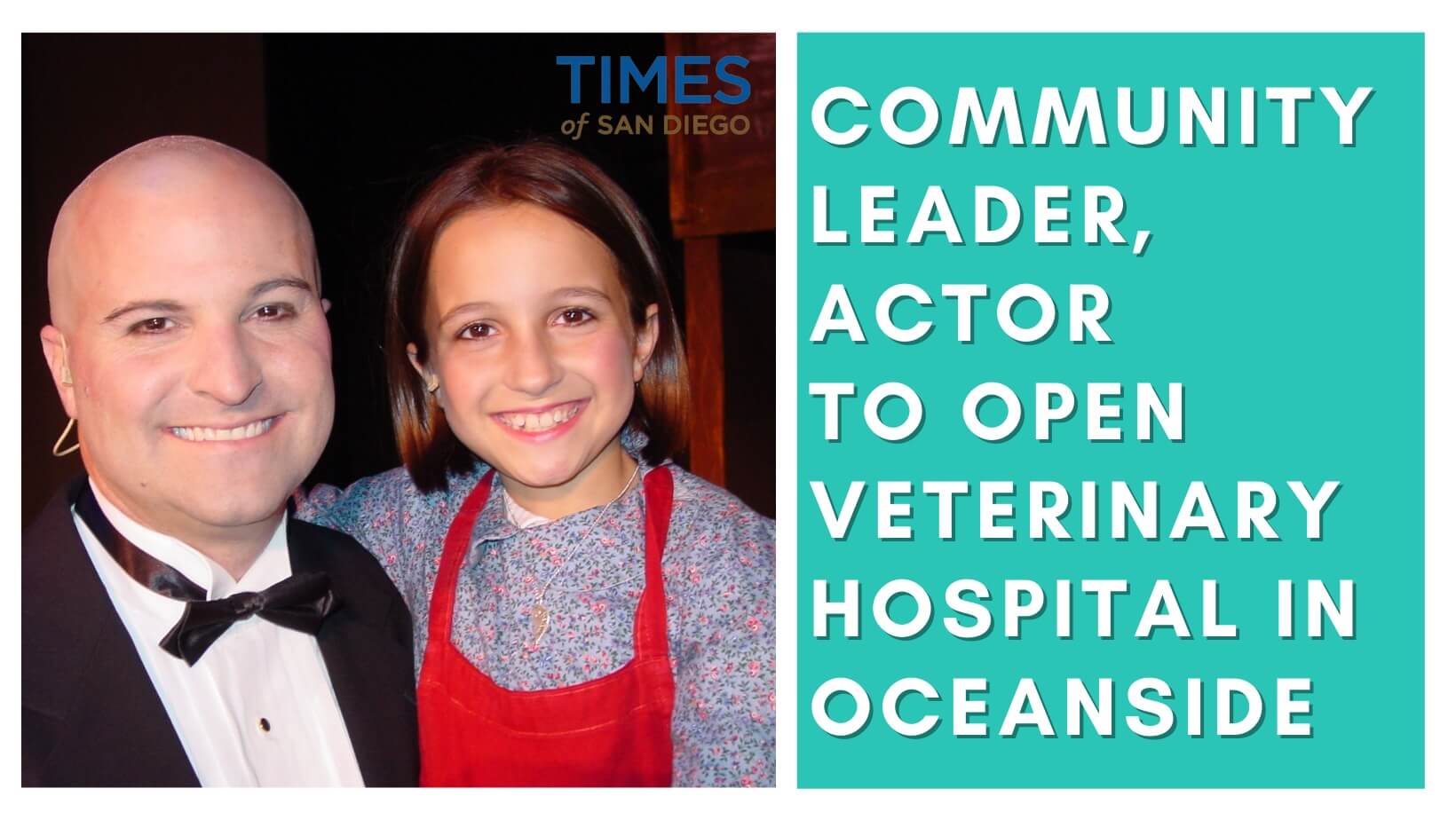 Dr. Chris Hoolihan as Daddy Warbucks with a young performer in the Star Theatre's 